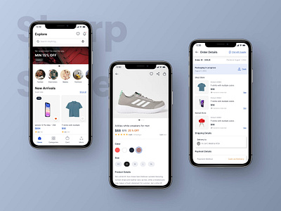 Sharp Cart ecommerce minimal mobile app