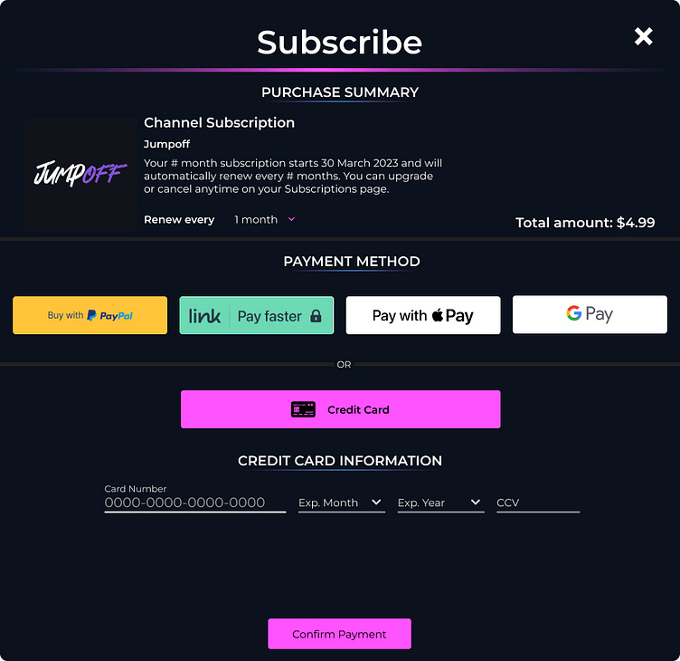 Subscribe - Channel Subscription Modal by Marko Aleksic on Dribbble