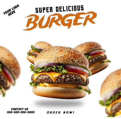 Delicious Hamburger Poster Design delicious hamburger food flyer design hamburger design hamburger poster poster design for food