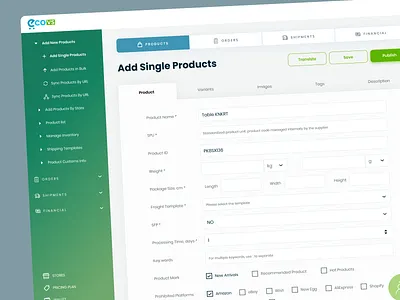 Dropshipping Product listing b2b dashboard design dropshipping product ui uiux