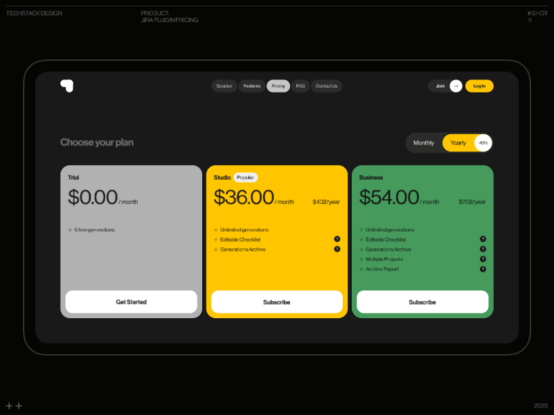 Jira Plugin Pricing Page animation business dark theme jira landing page landing page design manage subscription motion plugin pricing pricing design pricing plans purchase saas startup subscriprion ui ui animation ui design web