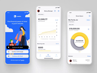 Lumio Mobile Financial App animation app banking finance fintech ios mobile app mobile design ui user interface ux ux pattern wallet