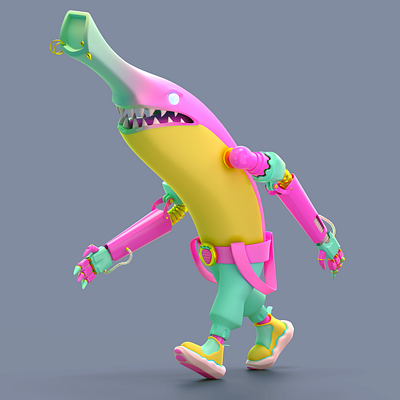 Banana Monster 3dartist 3dcute banana blender characterdesign kawaii
