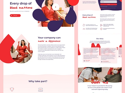 My Drop Matters - Landing Page blood blood donation branding charity colorful csr heart landing page life mydropmatters save ui web design