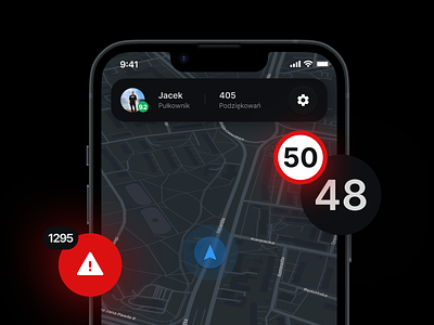 Anti Speed Radar Detector App · Redesign Concept app car concept dark darkmode darkui gps ios map mobile navigation radar redesign speed ui ux
