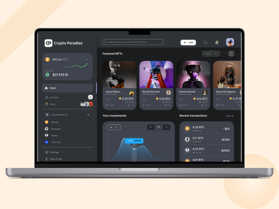 Crypto Dark Mood Dashboard design cr dark mood dashboard design dash dashboard figma graph ui design nfts dashboard design uiux design