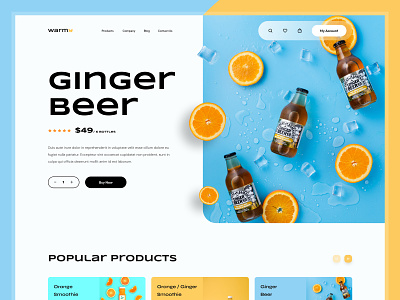 A Refreshing E-commerce Design Experience agency clean design ecommerce figma gingerbeer homepage landing page productplacement shop summerdesign ui ux web web design website