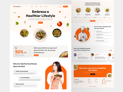 Landing Page - Healthy Food app design e commerce healthyfood landingpage redesign ui uiexploration uiux ux webdesign