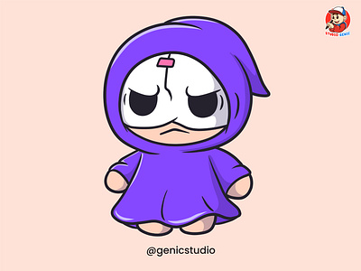 Grim Reaper Sticker - Cute simple vector 2d cartoon character genicstudio