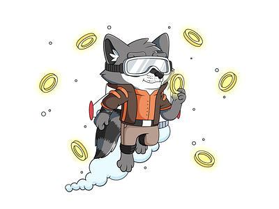 Rocket Raccoon blockchain character coin crypto cryptocurrency defi design finance fintech illustration illustrator marat mascot money raccoon renua stake staking web web3