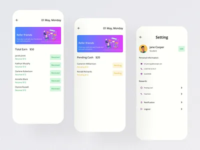Referral Application app app development app design appdesign mobileappdesign branding design graphic design illustration logo ui ux
