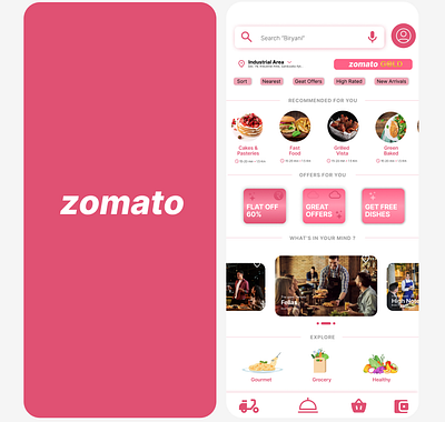 Zomato app recreation app graphic design ui ux vector zomato