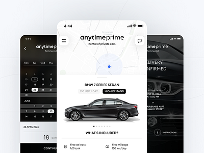 AnytimePrime – iOS/Android App bmw car car cars rent carsharing design figma flat luxury rent mobile application portfolio product design ui ux