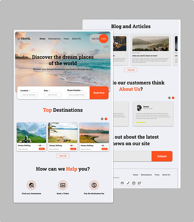 Travelling Services Landing Page Website application book now book ticket design design web design website designer destination discover destination explore travel webstie ticket travel website traveling landing page trip ui uiux user interface web page travel