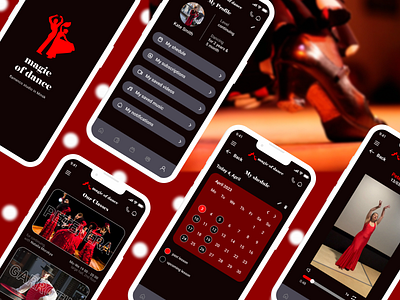 Mobile app concept for flamenco studio application branding dancestudio design graphic design mobile mobileapp mobileapplication typography ui ux