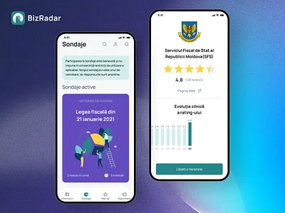 BizRadar application android application chart charts company gov ios mobile news polls reviews ui