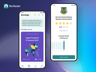 BizRadar application android application chart charts company gov ios mobile news polls reviews ui