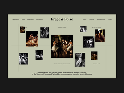 Grase&Poise Ballet School WEBSITE aesthetic design aesthetic ui ballet school branding neutral color design trendy ui trendy website ui uig studio unregular design ux