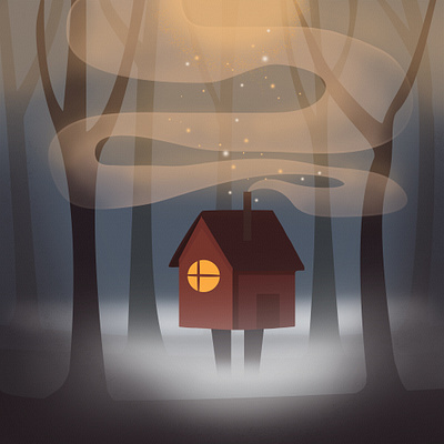 House in forest. It's time for creepy tail... book cover book illustration creepy tail design fairy tail forest house illustration typography