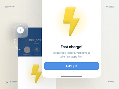 blu Illustrations: Fast Charge bank banking blu fast charge icon illustration money thunder ui yellow