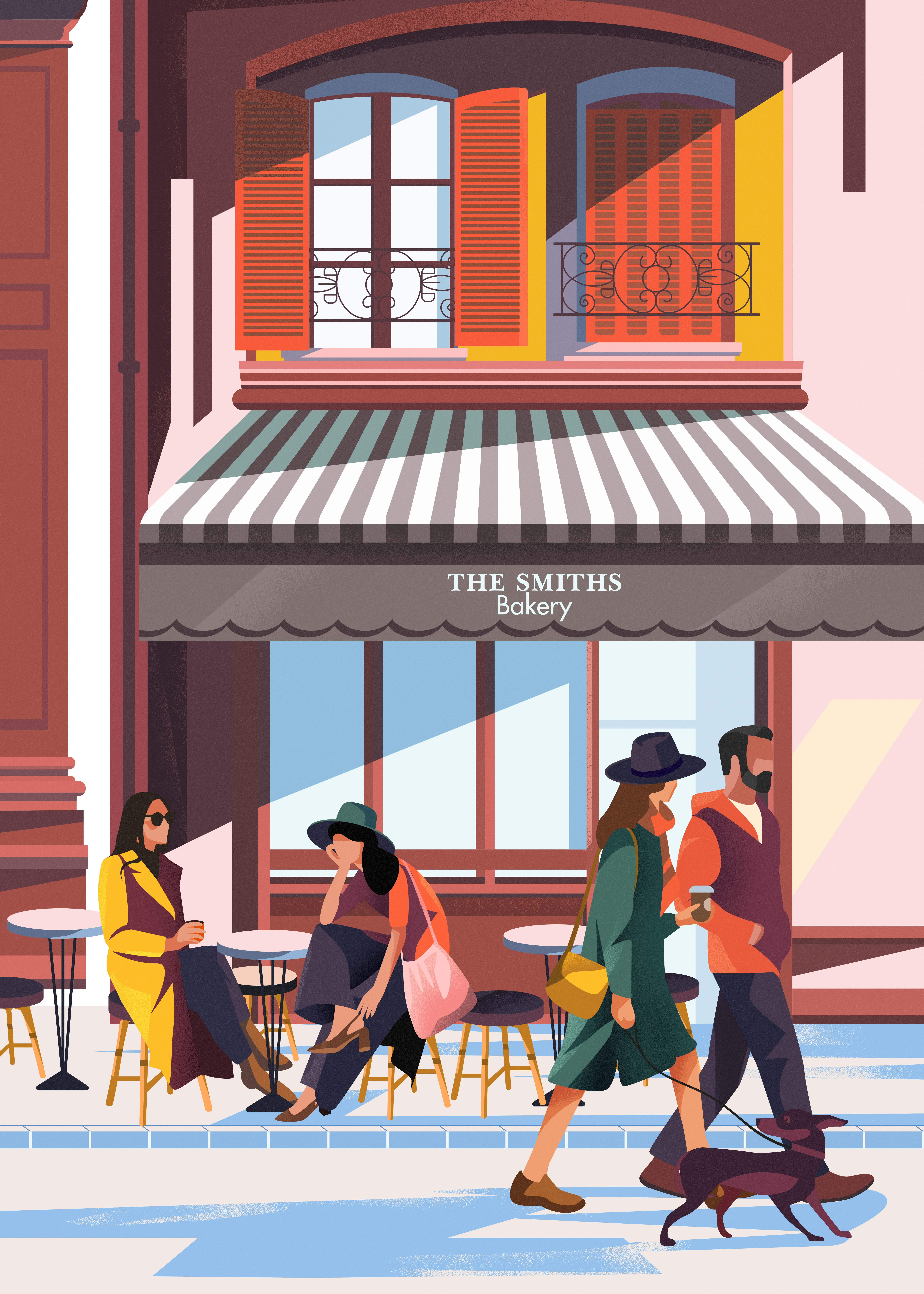 Cold May city colorful design illustration paris people vector vector art