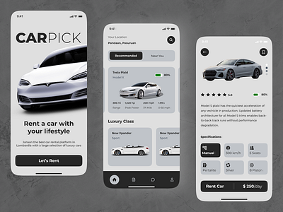 Car Rental App android app development design futuristic design illustration ios app development ui ui design