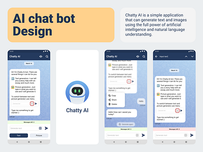 Chatty AI bot ai aiapp aichatbot aimobile aimobileapp aipicturegenerator aitextgenerator android androiddesign artificialintelligence figma mobiledesign playmarket ppdesign ui ux