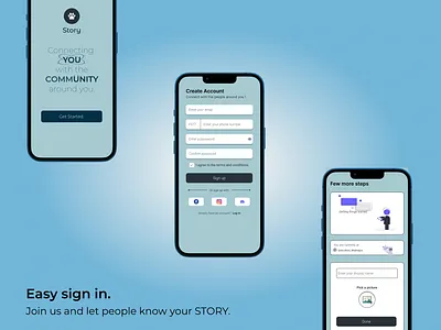 Location based social media application : STORY branding design illustration mobileapp socialmedia typography ui ux