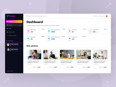 Teepay - Teenage Freelancing Web App clean creative dashboard design e learning e learning dashboard education education dashboard education platform interface leaderboard learning lesson modern online school purple startup webapp webdesign website