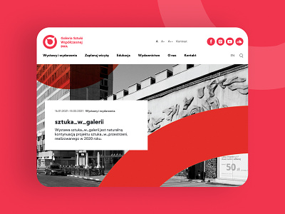 Galeria Sztuki Współczesnej BWA art bwa clean design desktop flat graphic design hero katowice red simple web webdesign website