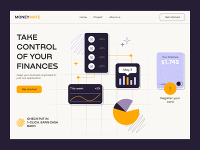 MoneyMate — Finance Control Service banking branding design finance graphic design landing trend ui uiux ux web