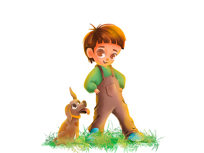 A Boy and His Dog art boy character characterdesign design dog draw illustration procreate