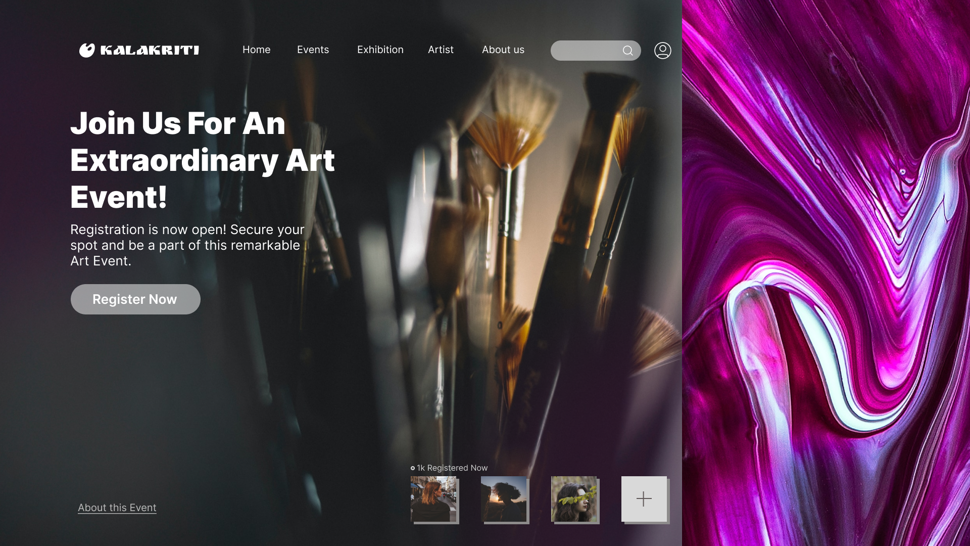 Art Event Registration landing page 003 artevent dailyui design designispiration figma landing page practice ui ux