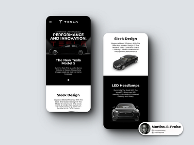 Demo Tesla Landing Page (Mobile View) app design branding design figma mobile mobile app product design responsive design ui uiux user experience user interface ux web design website website design