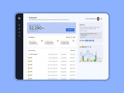 Cryptocurrency Dashboard crypto dashboard inteface ui design user inteface ux design wallets