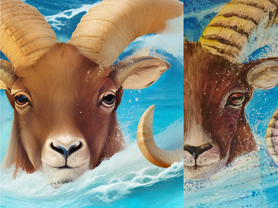Horns of the wave ai animal art digital art horn illustration nature nft ram sea stable diffusion wave
