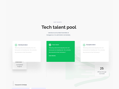 Tech talent pool- The pre-vetted ones branding design figma green illustration talents technology ui