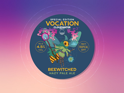 Beewitched pump clip case study bee beer beer art beer design character craft fantasy illustration mage product label pump clip spell vector wand wings witch wizard