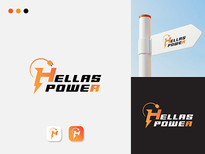 Hellas Power Logo.. charging station logo creative logo electrical logo graphic design h logo illustration letter logo logo design logo for brand logos minimalist logo modern logo