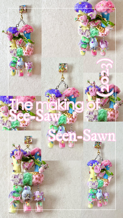 The making of See-Saw Seen-Sawn (2023) art toy castle character design cute design designer toy felt fine art playground sculpture trees