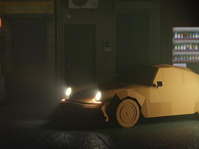 Low Poly Porsche 911 Turbo 3D Model - City Night Scene 001 3d 3d car 3d model 3d render 911 blender blender render clay render evee porsche porsche 911 turbo