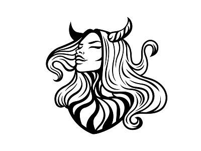 Demon Woman Logo aesthetic beauty creative design devil dribbble girl illustration logo logos woman