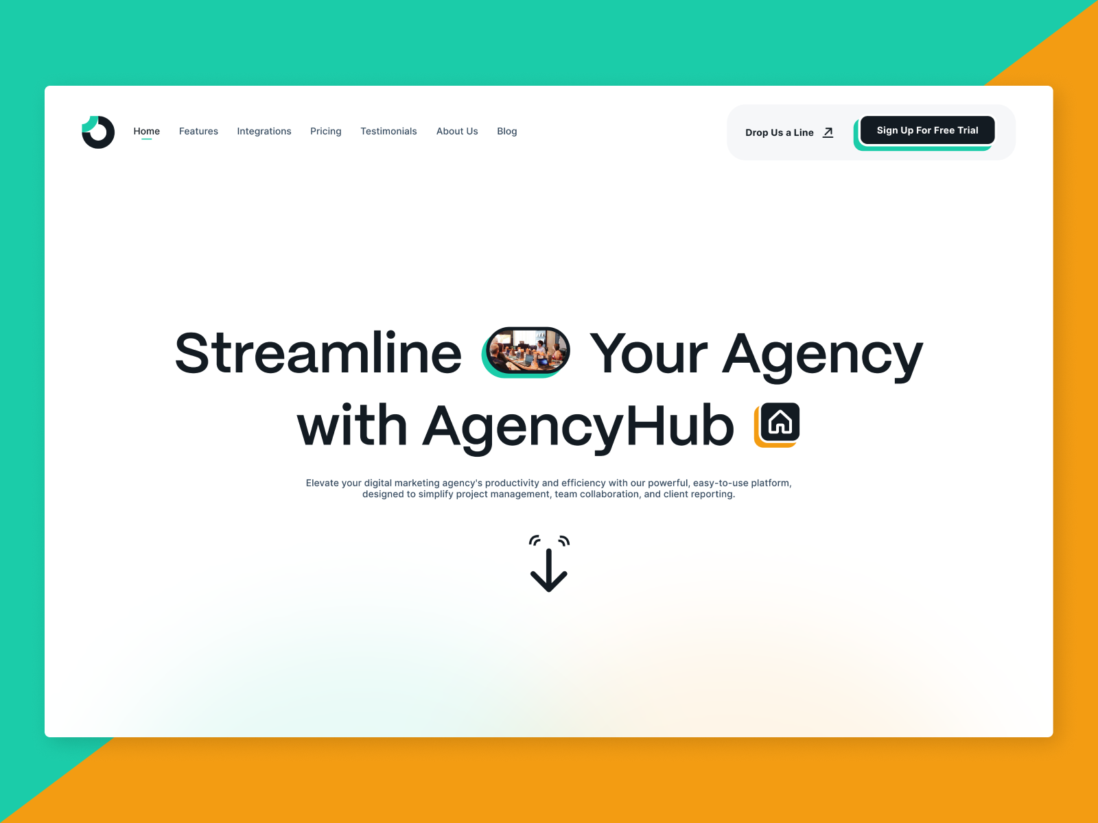 AgencyHub - Website Hero Page Section Design Concept agency template creative agency design agency design inspiration digital agency digital marketing agency hero page hero page design marketing agency project management team collaboration ui web design web design concept web design template web design trends website concept design website template