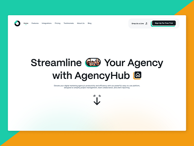 AgencyHub - Website Hero Page Section Design Concept agency template creative agency design agency design inspiration digital agency digital marketing agency hero page hero page design marketing agency project management team collaboration ui web design web design concept web design template web design trends website concept design website template