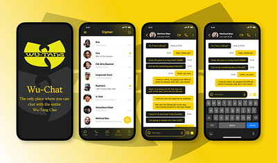 Wu-Chat appdesign design messagingapp music rap streaming uiux uxdesign wutang