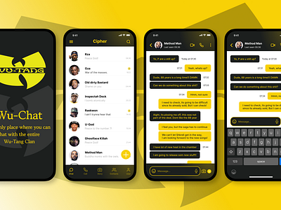 Wu-Chat appdesign design messagingapp music rap streaming uiux uxdesign wutang