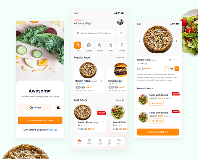 Food app concept UI design app app design dashboard design flat food food app graphic design illustration ui ux