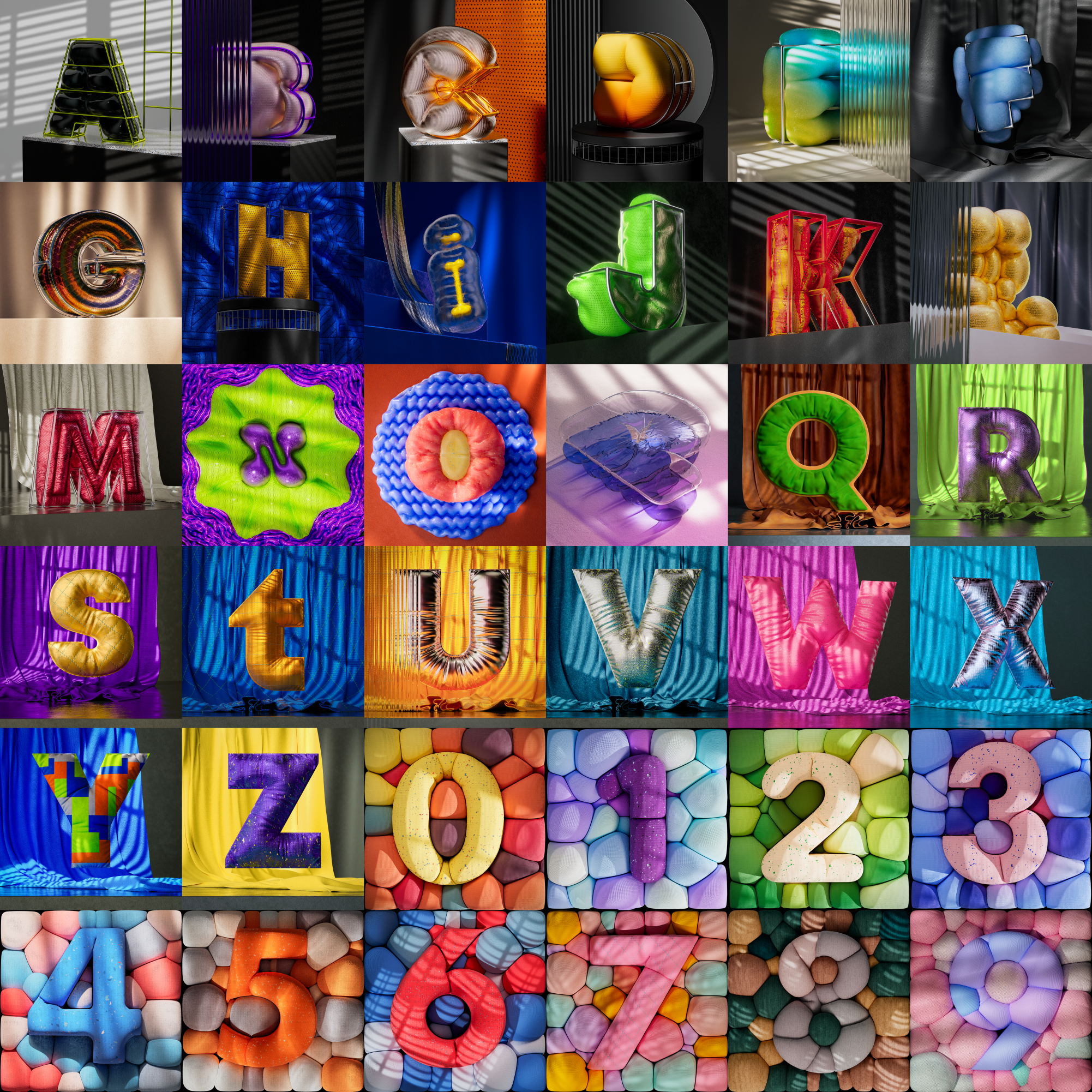 36 Days of type 2023 36daysoftype 3d 3d art 3dtype alphabet art direction balloons c4d camilociprian cgi cinema4d cloth design graphic design illustration lettering redshift render