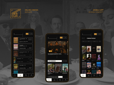 OBSCUR Online Cinema Service Mobile App Concept design graphic design ui ux webdesign