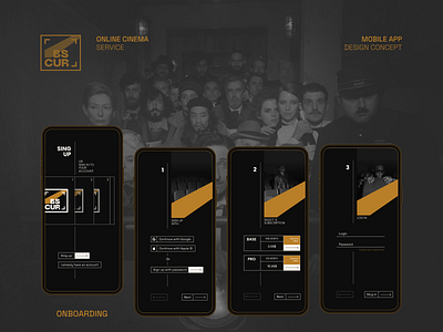 OBSCUR Online Cinema Service Mobile App Concept design graphic design ui ux webdesign